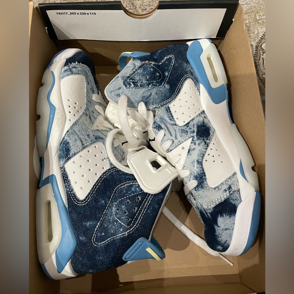 Jordan 6.5 Retro Washed Denim Wht/Dutch Blue-Citron Tint - Picture 2 of 13